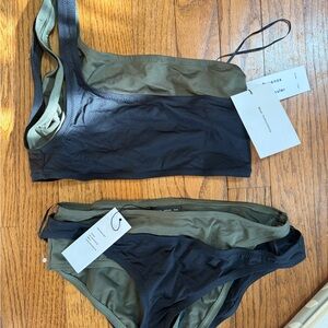 Proenza Schouler Women’s Black and Olive Two-Piece Swimsuit